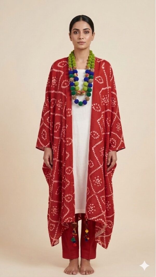 Ruby Red Chunri Kaftan Shrug