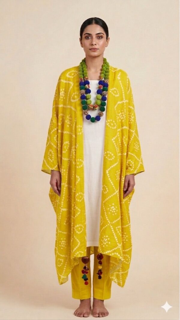 Sunshine Yellow Chunri Kaftan Shrug