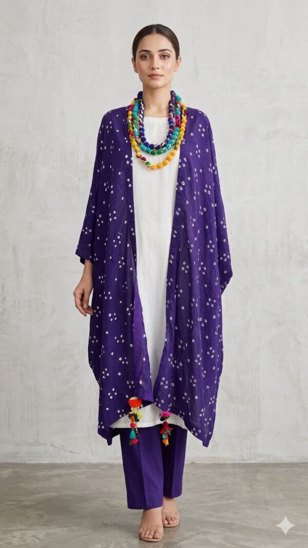 Regal Purple Chunri Kaftan Shrug