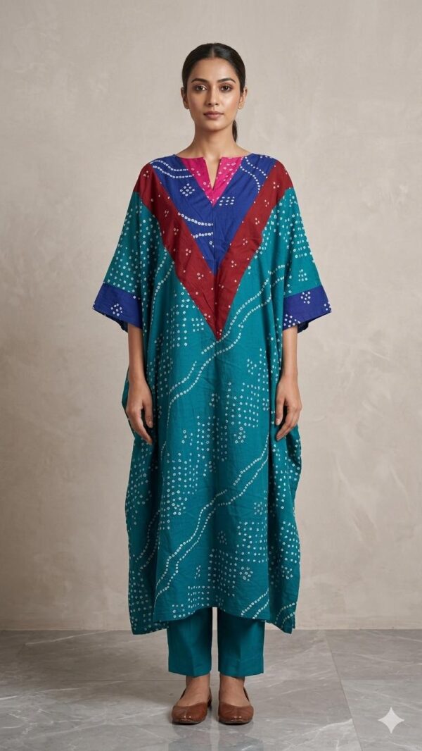 Teal Blue Chunri Kaftan
